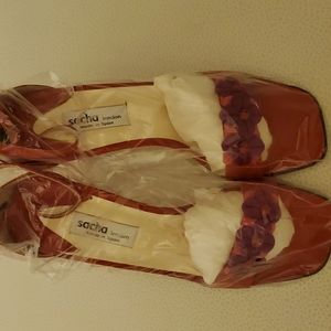 Sacha London Red Nubuck/ Multi High Heel Cross strap Sandal size 8.5 B